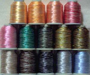 15x20gr POLYESTER THREAD   15 VARIEGATED COLORS US #30  