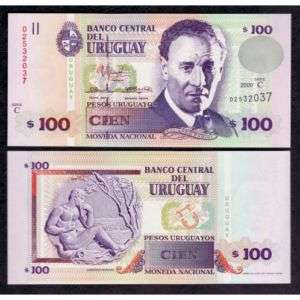 Uruguay P 85 2000 100 Pesos Uruguayos Crisp UNC  