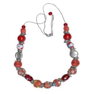 JousJous Red Tones Lakh Beads Passage of Time Necklace, Opera Length 