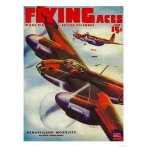  Flying Aces Magazine Cover Premium Poster Print, 12x16 