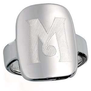   Sterling Silver Polished Engraved Initial Ring, Size: 5: Jewelry