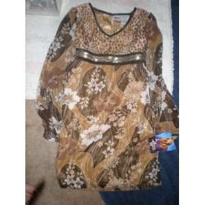 Hanna Montana Brown Blouse with Gold Sequins Size Girls 12
