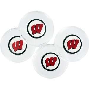  Wisconsin Badgers Four Piece Clear Plastic Coaster Set 