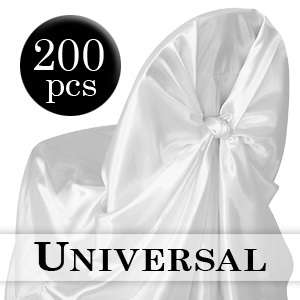 200 White Satin Universal Self Tie Chair Covers Wedding  
