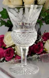 EDINBURGH CRYSTAL THISTLE ETCHED VINTAGE PAIR SHERRY GLASSES SCOTLAND 