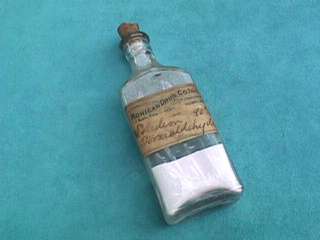 antique formaldehyde bottle Fall River drug store label  