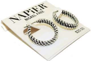 Napier Silver Braided Circle Hoop Earrings Jewelry NWT  