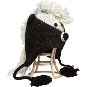  Hat Animal Character 100% Wool with Fleece skunk 