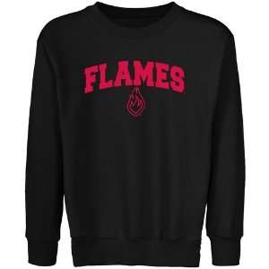  NCAA UIC Flames Youth Black Logo Arch Crew Neck Fleece 