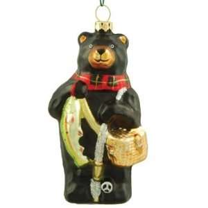  Bear Fishing, Glass Ornament