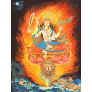  Goddess Durga   Tibetan Thangka Painting   Artist: Ram 