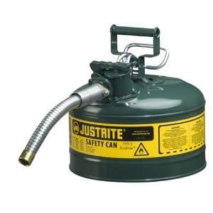  Justrite 2.5 Gallon Green Type II Safety Can, 5/8 Hose 