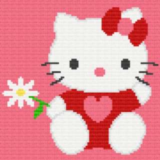 Hello Kitty and Blue Birds Afghan Graph Crochet Pattern  