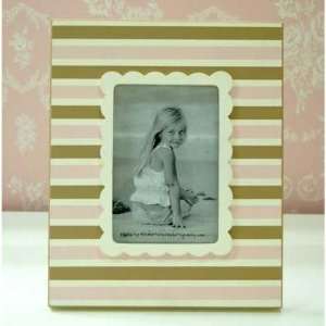 New Arrivals 4x6 Rectangle Cottage Photo Frame   Pink/Chocolate Stripe