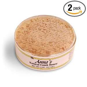 Natural Comb Honey   8oz, Raw Honeycomb   by Annas Honey (2 Pack)