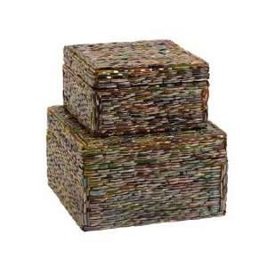  Set of 2 Avalin Square Metallic Color Boxes: Home 