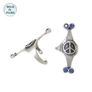   Ear Cuffs Sterling Silver, Peace Sign Logo and Jewels   U10 Jewelry