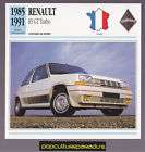 1985 1991 RENAULT R5 GT TURBO Car FRENCH SPEC CARD
