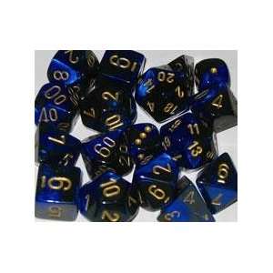   Dice Sets Black Blue/Gold Gemini Polyhedral 7 Die Set Toys & Games