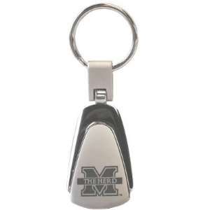   Thundering Herd Brushed Silver Tear Drop Key Chain: Sports & Outdoors