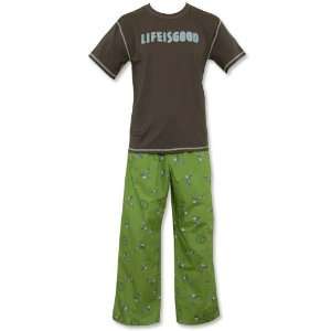  Life is Good Mens Casual Golf Blue & Green Shortsleeve Lounge 