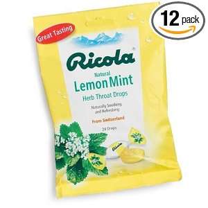  Ricola Herb Throat Drops, Lemon Mint, 24 Drops (Pack of 12 