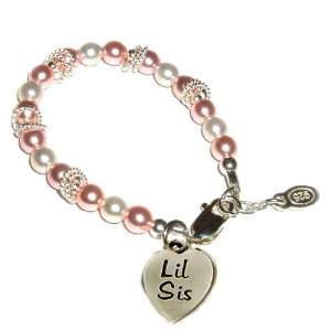 Bracelet for Sisters with Pink & White Pearls and Silver Twisted 