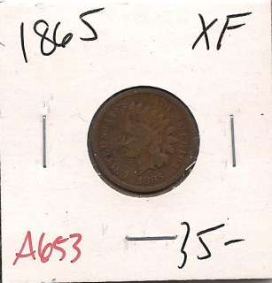 1865 Indian Head One Cent Extra Fine A653  