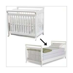   Convertible Wood Baby Crib Set w, Twin Size Bed Rail in White: Baby