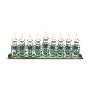  27x6 Centimeter Crystal Menorah with Metal Candle Holders 