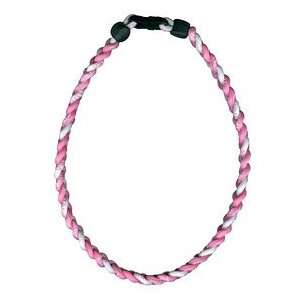  Titanium Ionic Braided Necklace   Pink/White: Sports 