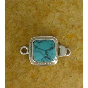  LIGHT BLUE TURQUOISE STERLING CLASP CUSHION 13mm #2 