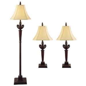  Classic Traditions 3 Piece Italian Bronze and Rust Lamps 
