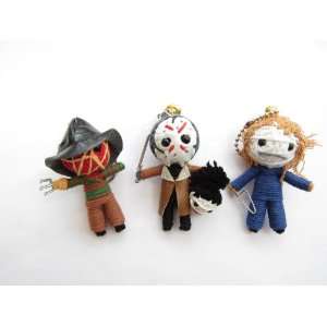com Horror Trio Set of 3 Voodoo String Doll Keychain   Freddy, Jason 