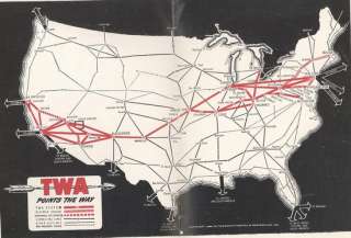 TWA Transcontinental & Western Airlines 1945 Timetable  