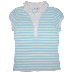  Striped Short Sleeve Fitted Polo Tee Shirt in BLUE / WHITE 