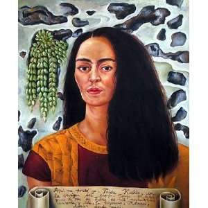   Portrait with Loose Hair: Frida Kahlo Hand Painted: Home & Kitchen