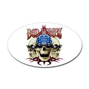  Sticker (Oval) Bad Bones Skulls 