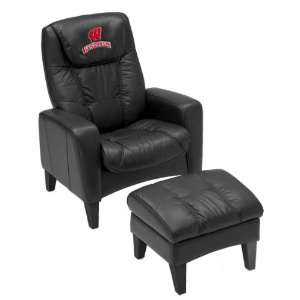  Wisconsin Badgers Leather Casual Lounger with Ottoman 
