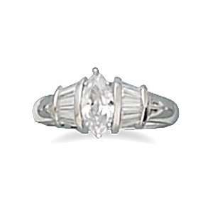   Marquise CZ Ring with Baguettes   Size 5 West Coast Jewelry Jewelry