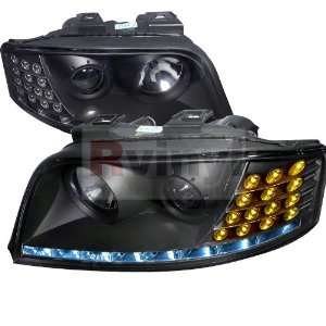 Audi A6 2002 2003 2004 2005 Black Housing Projector Headlights With 