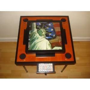  USA Decorative Top Domino Table and Game Set: Toys & Games