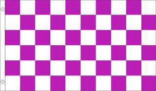 CHECKERED PURPLE & WHITE FLAG 3 X 5  