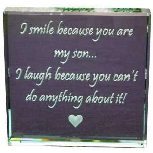  I Smile Son Hand Carved Glass Paperweight