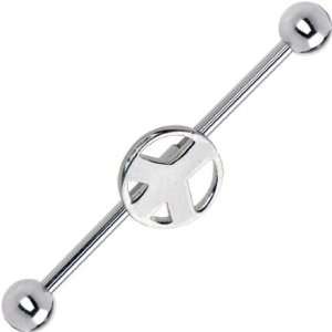    Surgical Steel Peace Sign Industrial Barbell Earring: Jewelry