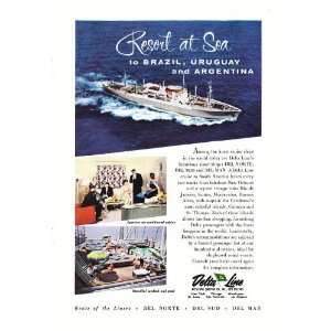   Ad Delta Line Cruise Ship Vintage Travel Print Ad 