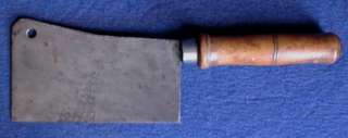ANTIQUE CLEAVER KNIFE STEEL ORIGINAL WOOD HANDLE c1900 ITALY  
