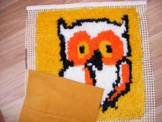 12  sq. Latch Hook Owl Pillow Top + Backing  