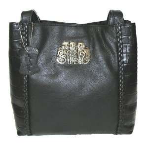  Laurel Burch Fine Leather Shoulder Tote Black Fabric By 