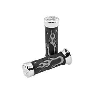   135MM DUAL DENSITY FLAME GRIPS WITH EAGLE (BLACK/GREY) Automotive
